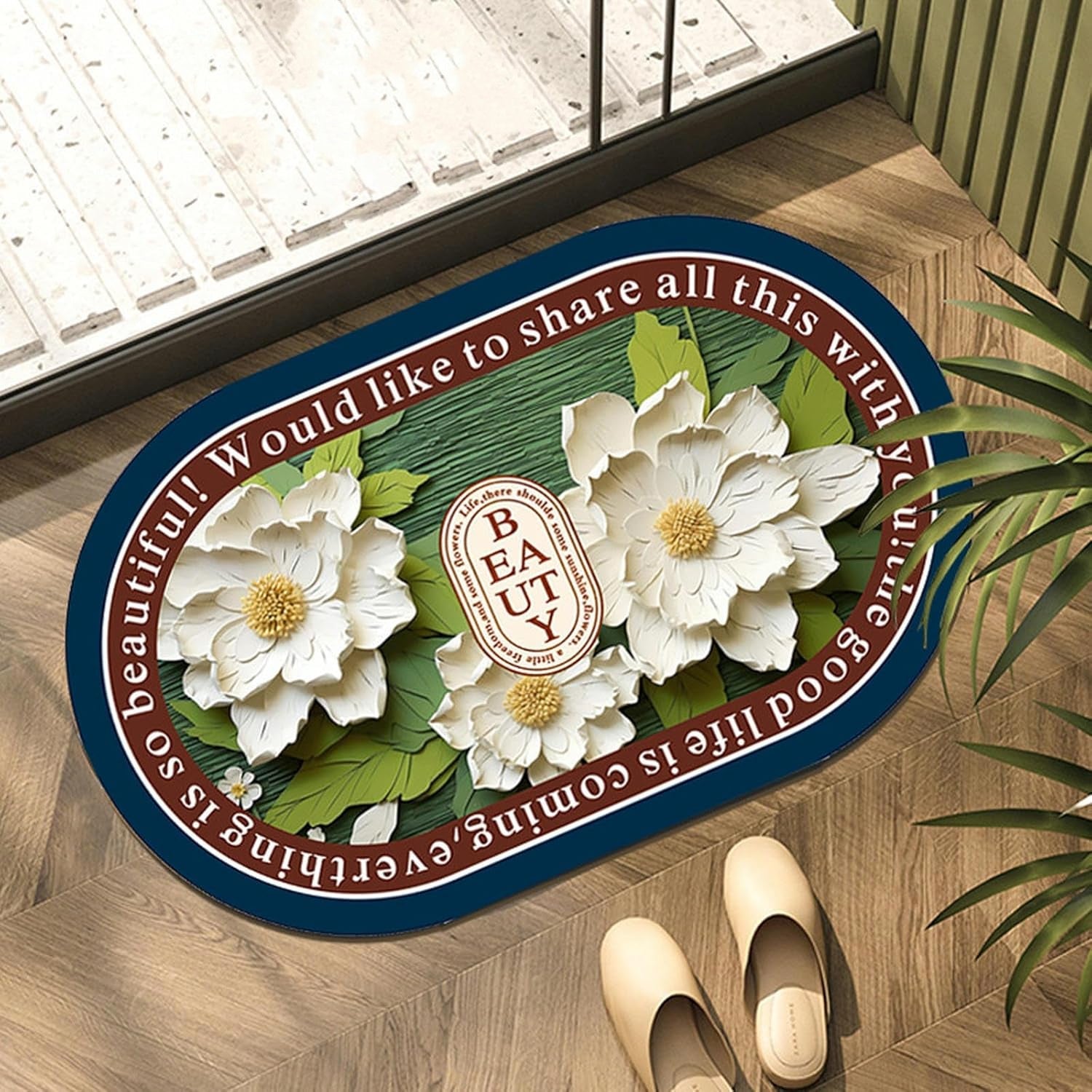 Soft 3D visual bathroom mat with flower design, highly absorbent Soft 3D visual bathroom mat with flower design, highly absorbent